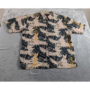VTG Wu Wear Shirt Men XL Hawaiian Floral Tropical Bees Short Sleeve Button Relax